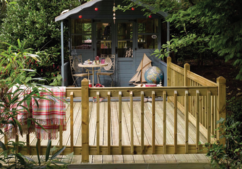 Decking and summer house
