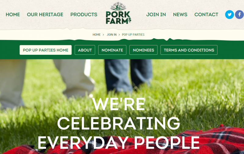 Pork Farms pop up party