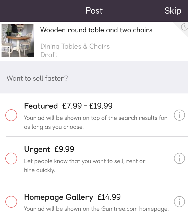 tips for selling on Gumtree